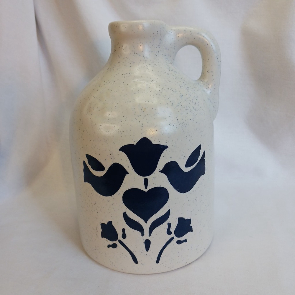 Harris Potteries Chicago Stoneware Jug Blue Gray 9 Inch